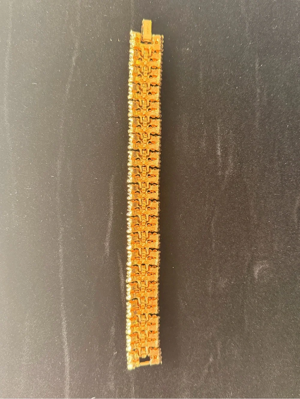Vintage Signed Sarah Coventry Gold Tone Wide Statement Bracelet